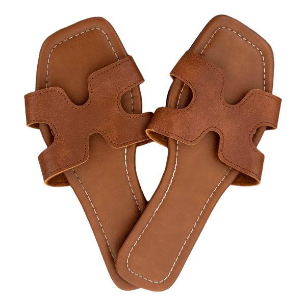 Brune flade sandaler