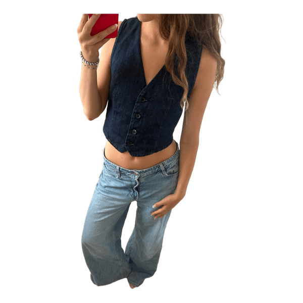 Mørkeblå denimvest