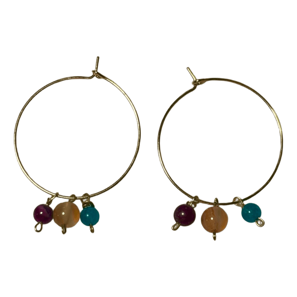 Gold beaded hoop earrings