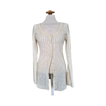 H&M Edition Cream Mohair-Blend Long Cardigan with Sequins – Size S