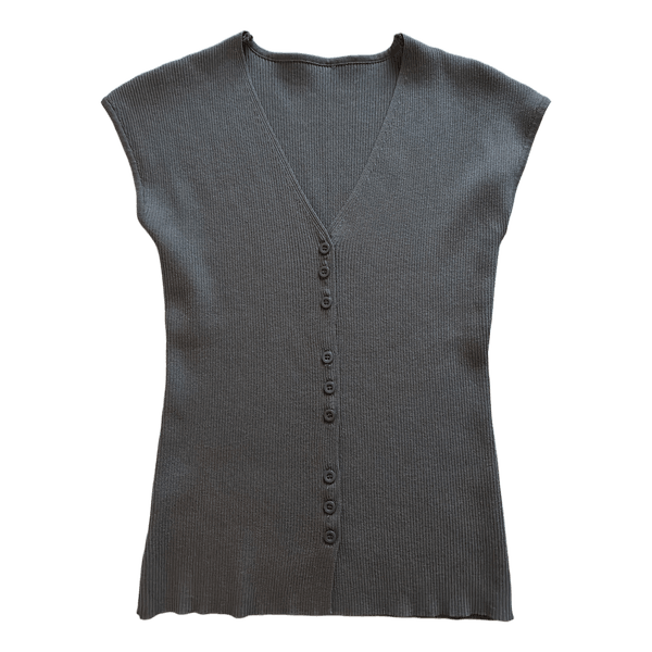Gråbrun ribstrikket vest