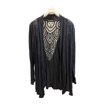 Black long cardigan with lace details