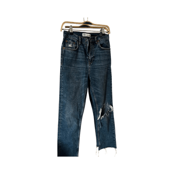 Distressed blue mom jeans