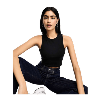 High neck super crop vest