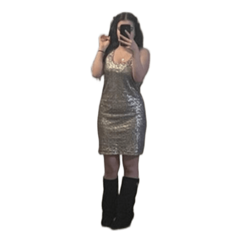 Silver sequin mini dress