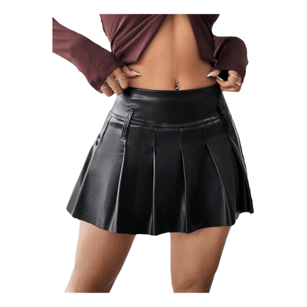 Black faux leather skirt