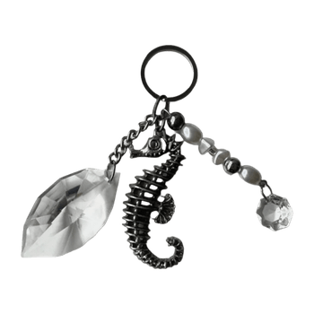 Seahorse keychain with crystals