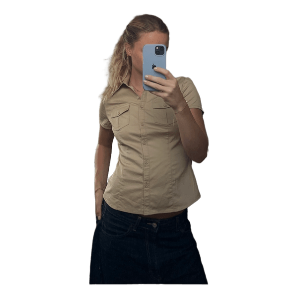 Beige kortærmet skjorte