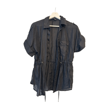 Zara Black Drawstring Shirt Linen Shirt