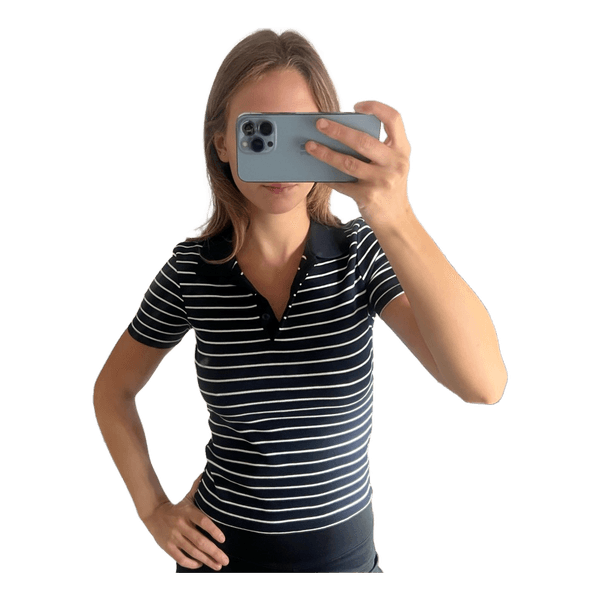 Stribet sort poloshirt