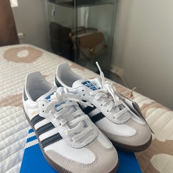 White black kids adidas samba sneakers