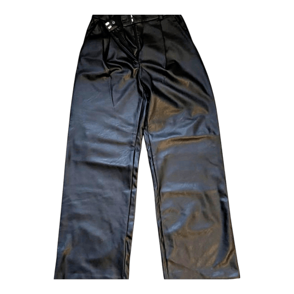 Black faux leather trousers