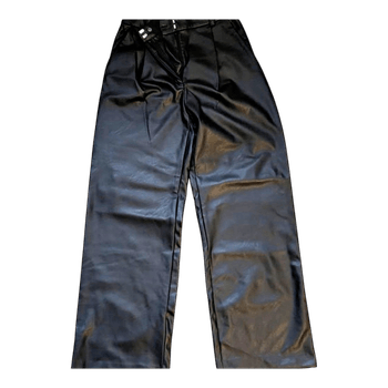 Black faux leather trousers