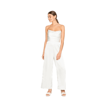 Valkoinen satiinijumpsuit Jarlo London