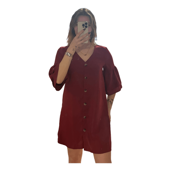 Burgundy button down dress