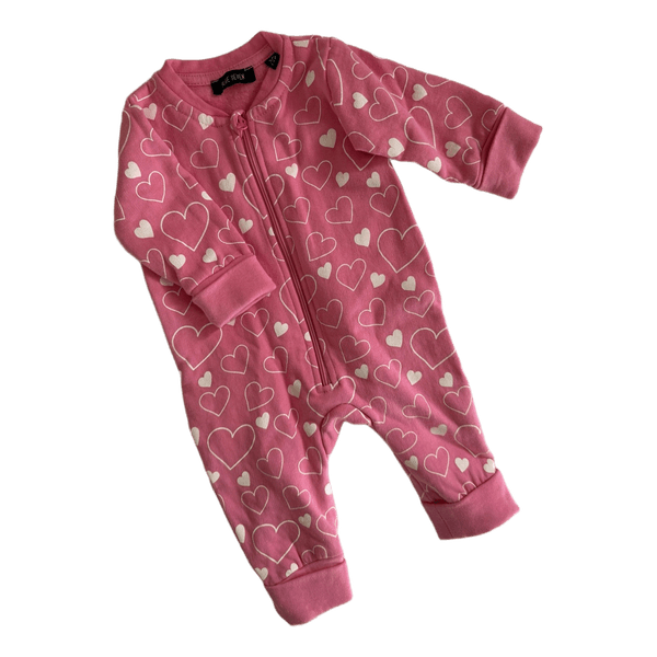 Pink heart print romper