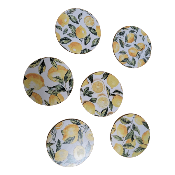 Lemon print round coasters