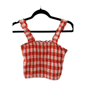 Orange and white checkered crop top Lindex