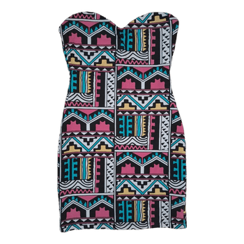 Kuviollinen olkaimeton mekko