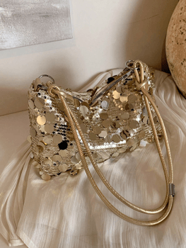 Sequined crescent crossbody bag