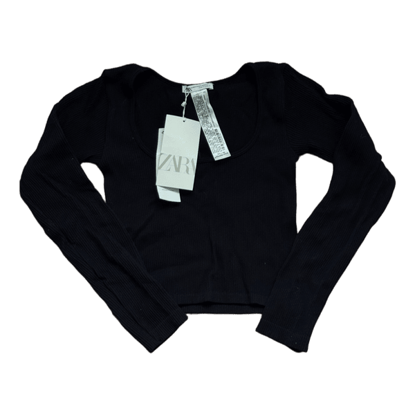 🖤 ZARA Ribbed Long Sleeve Top | XS–S | NEW with Tags 🖤