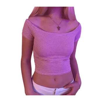 striped off the shoulders -top ☆