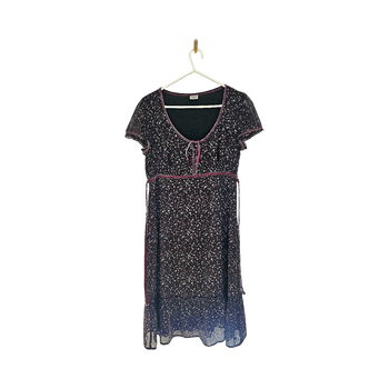 Vintage black floral short sleeve dress