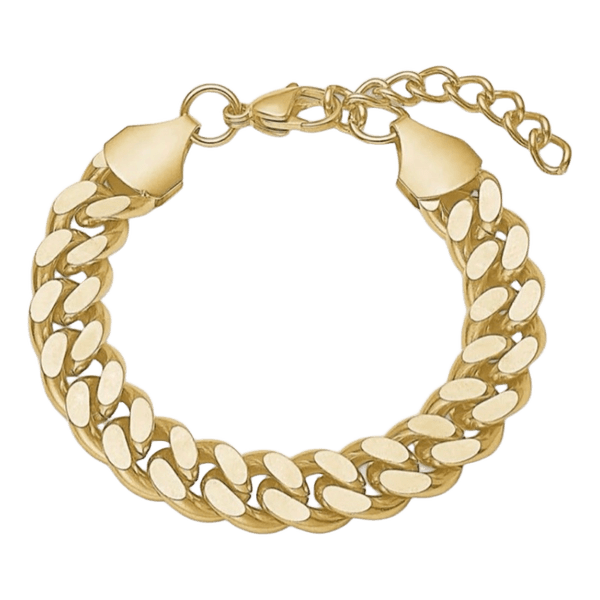 Guldfarvet panserkæde armbånd