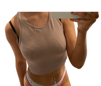 Beige ribbed crop top