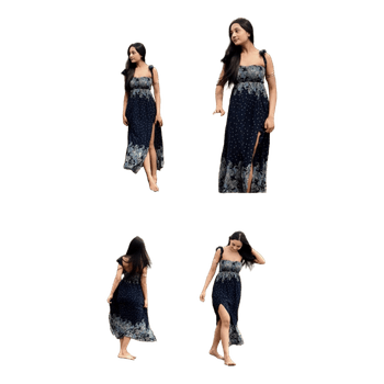 Blue patterned maxi dress