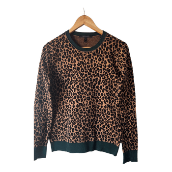 Scotch & Soda Leopard Knit Sweater - Dark Green Trim - Size M