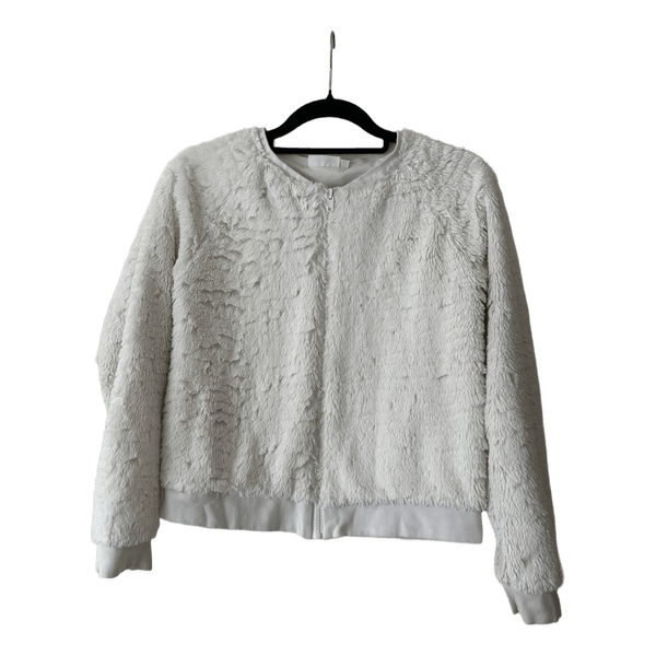 White faux fur jacket