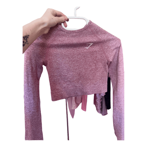 Pink long sleeve crop top