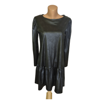 Black faux leather dress