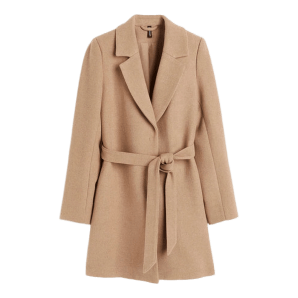 Beige vyöllinen takki