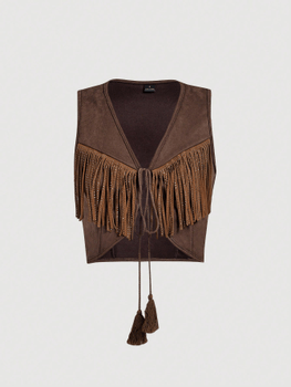 Fringe sleeveless jacket
