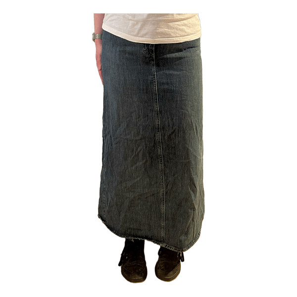 Blue denim maxi skirt