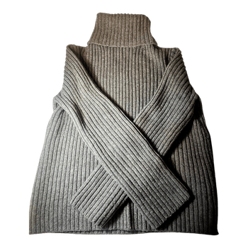 Grey ribbed turtleneck sweater Zara size M