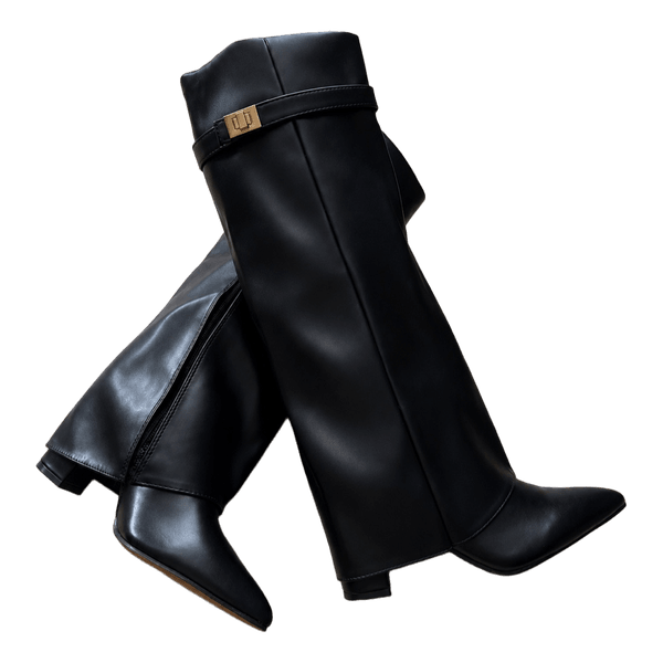 Black leather boots
