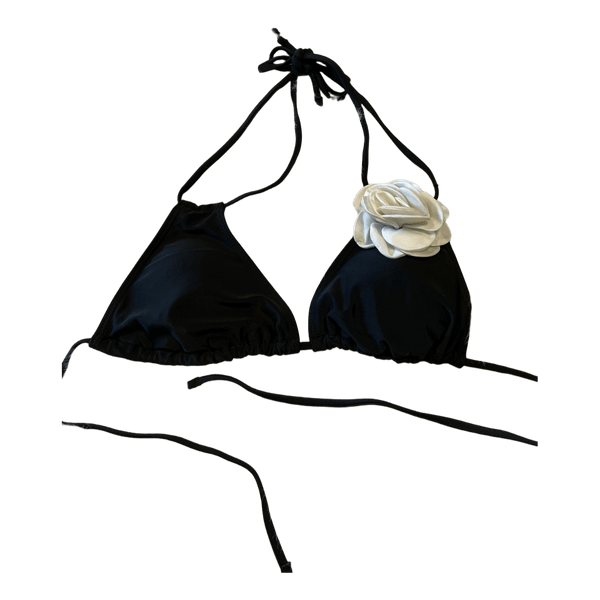 Sort bikinitop med blomst