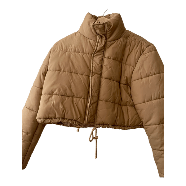 Beige cropped puffer jacket