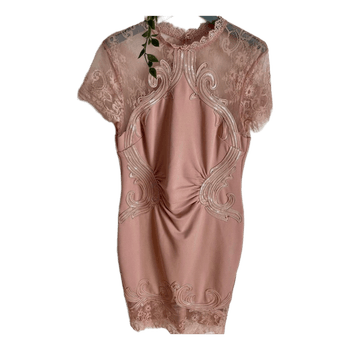 Pink lace embellished dress