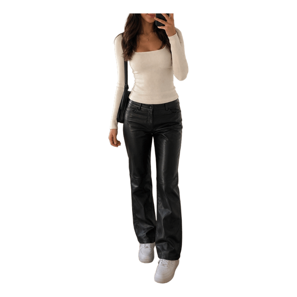 Black faux leather trousers