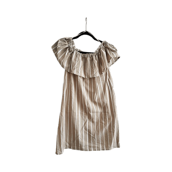 Beige valkoraidallinen mekko