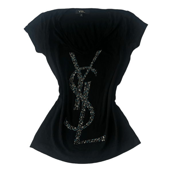 Black rhinestone logo t-shirt