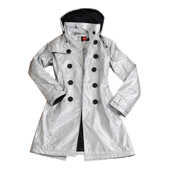 Silver hooded raincoat