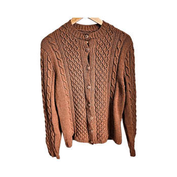 Handmade brown cable knit cardigan • like new
