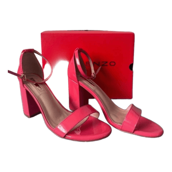 Pink block heel sandals