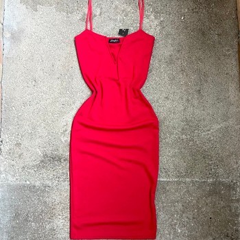 Red sleeveless midi dress y2k 90s 2000s cute coquette red