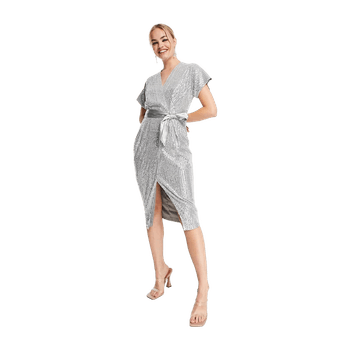 Silver sequin midi dress